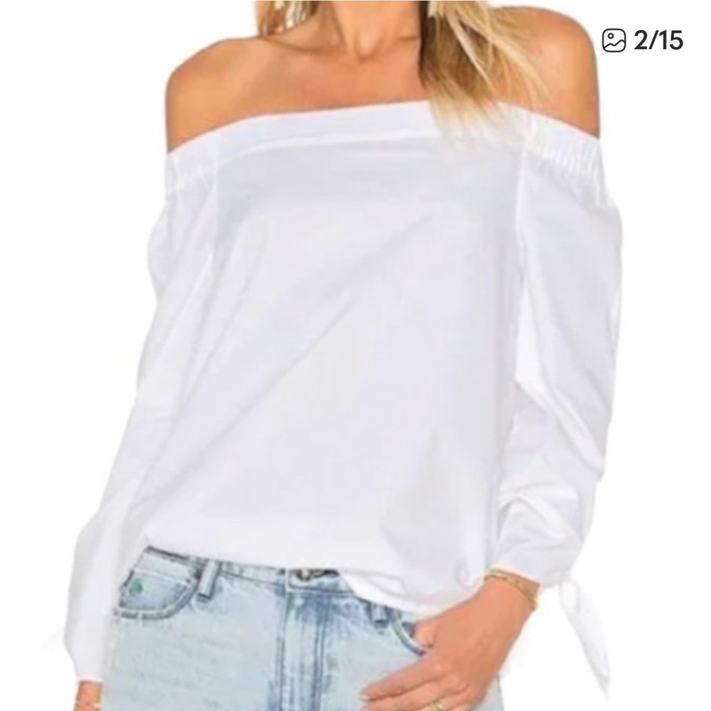 Free People Show Some Shoulder CottageCore  Cotton White Blouse Size XS